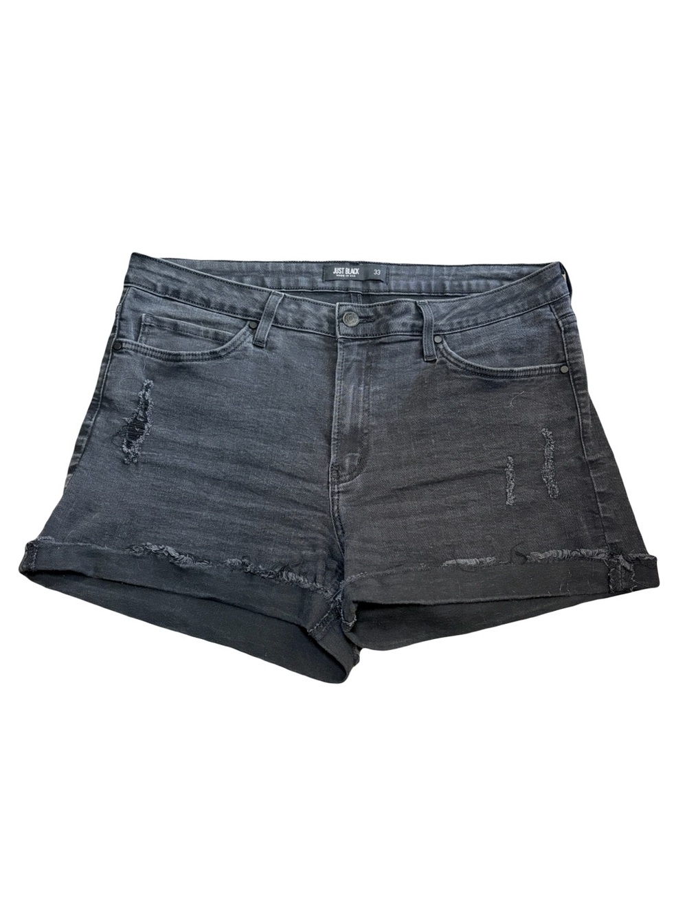 Just Black Washed Black Distressed Jean Shorts Size 33 Women’s Summer Grunge